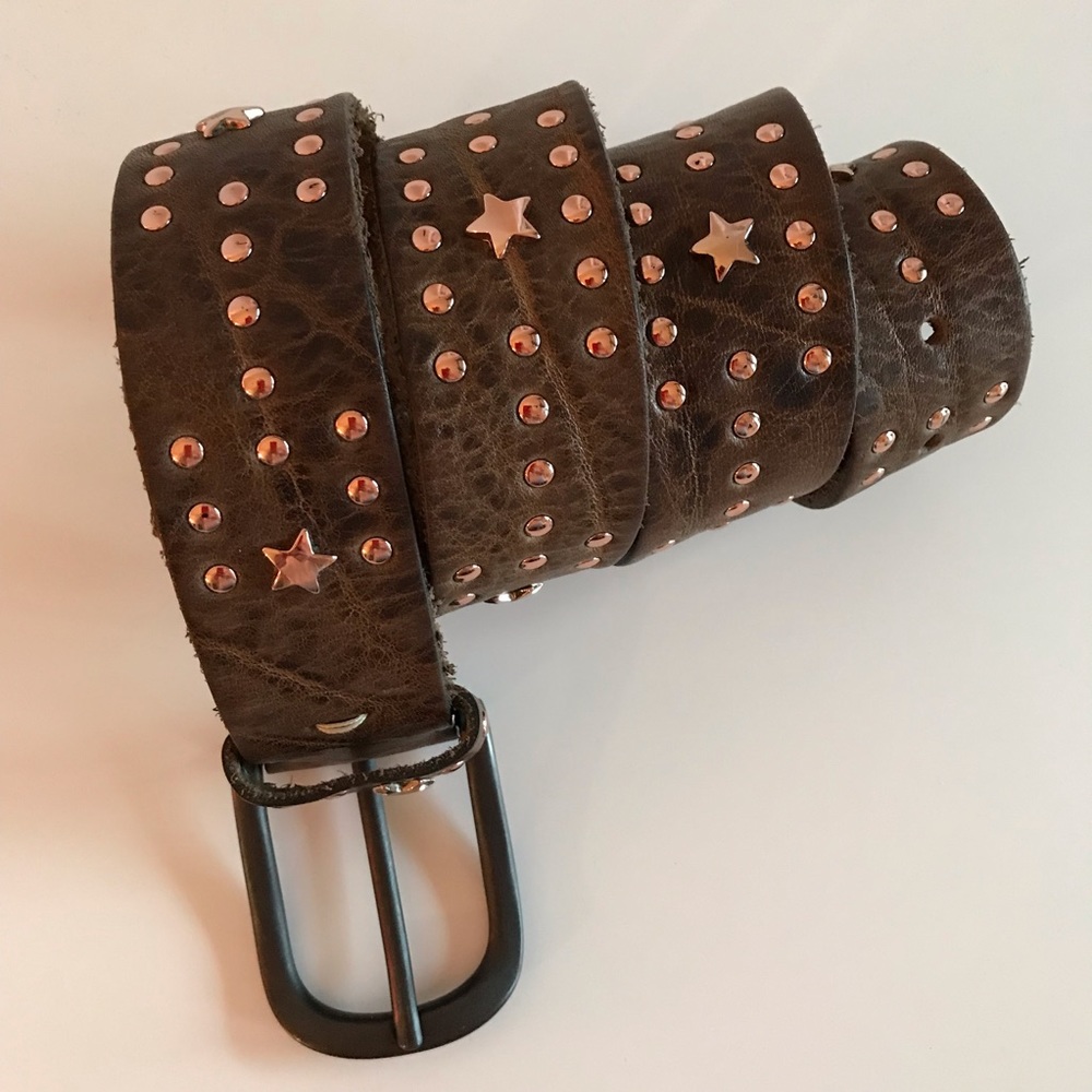 B. Belt Studded Leather Belt, Rose Gold